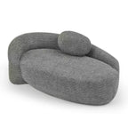 Petit canapé moderne ovale en tissu bouclé, fauteuil d'appoint compact avec accoudoirs latéraux et coussin pour salon et chambre à coucher-Panipeachy