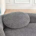 Petit canapé moderne ovale en tissu bouclé, fauteuil d'appoint compact avec accoudoirs latéraux et coussin pour salon et chambre à coucher-Panipeachy
