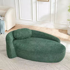 Petit canapé moderne ovale en tissu bouclé, fauteuil d'appoint compact avec accoudoirs latéraux et coussin pour salon et chambre à coucher-Panipeachy