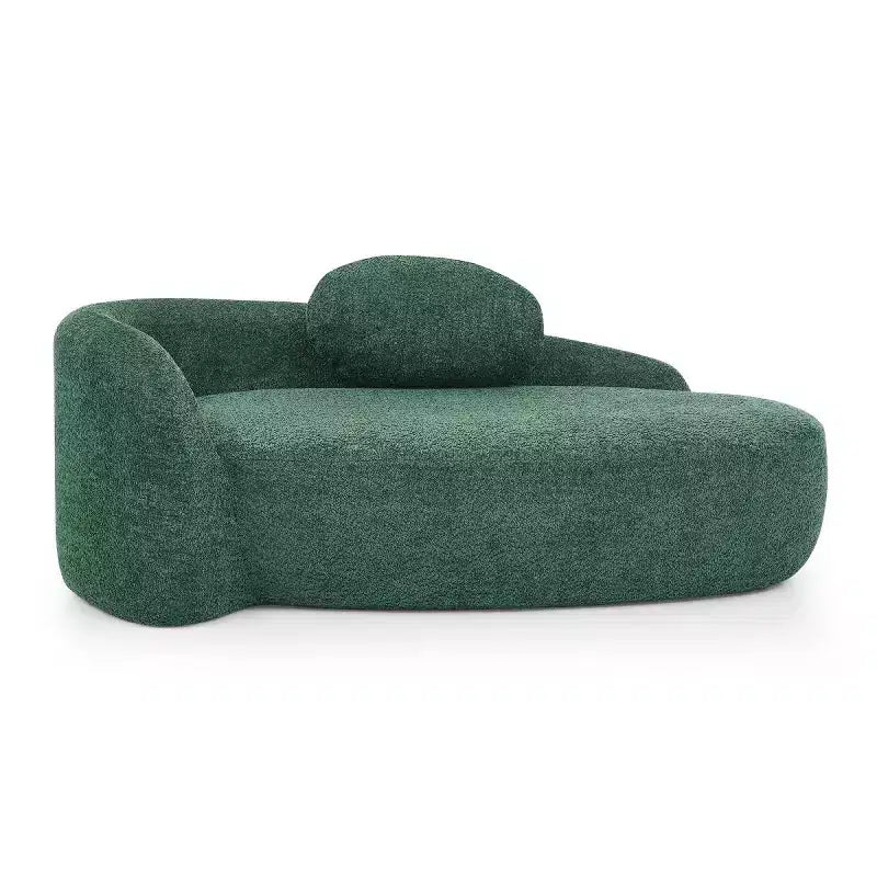 Petit canapé moderne ovale en tissu bouclé, fauteuil d'appoint compact avec accoudoirs latéraux et coussin pour salon et chambre à coucher-Panipeachy
