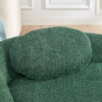 Petit canapé moderne ovale en tissu bouclé, fauteuil d'appoint compact avec accoudoirs latéraux et coussin pour salon et chambre à coucher-Panipeachy