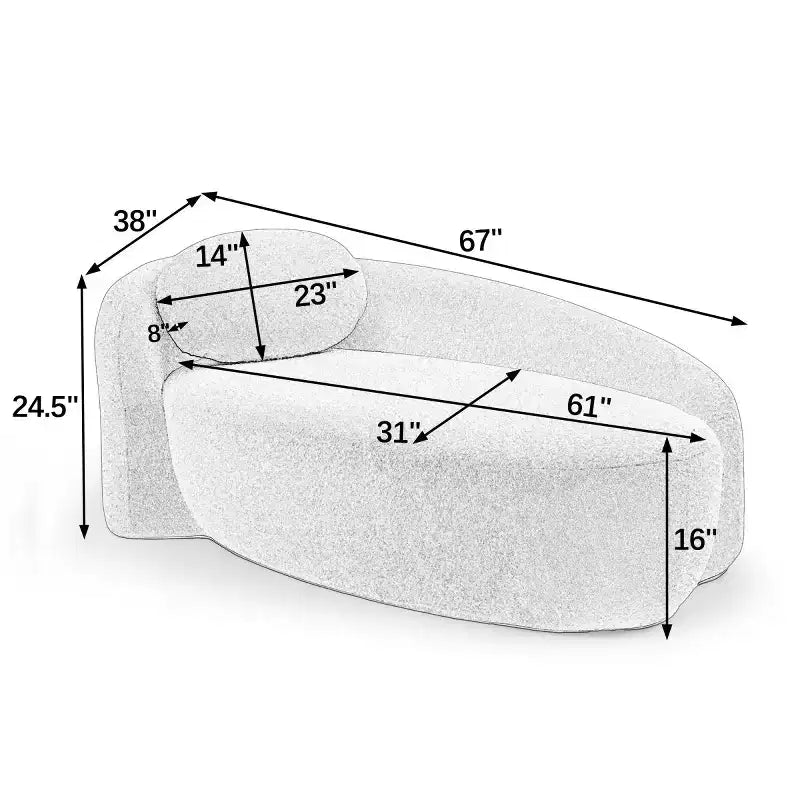 Petit canapé moderne ovale en tissu bouclé, fauteuil d'appoint compact avec accoudoirs latéraux et coussin pour salon et chambre à coucher-Panipeachy