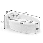 Petit canapé moderne ovale en tissu bouclé, fauteuil d'appoint compact avec accoudoirs latéraux et coussin pour salon et chambre à coucher-Panipeachy