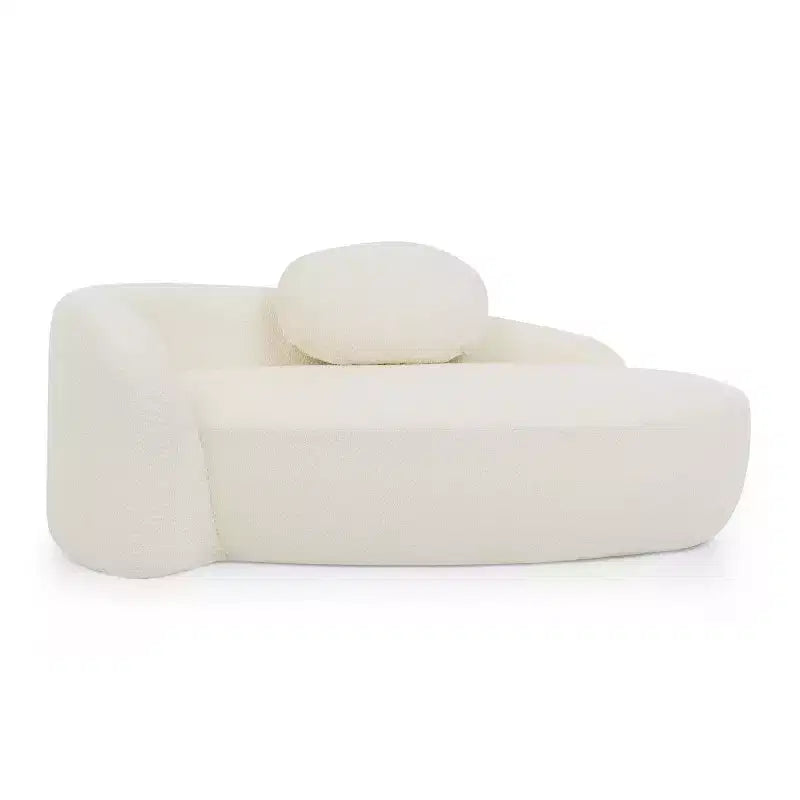 Petit canapé moderne ovale en tissu bouclé, fauteuil d'appoint compact avec accoudoirs latéraux et coussin pour salon et chambre à coucher-Panipeachy