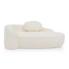 Petit canapé moderne ovale en tissu bouclé, fauteuil d'appoint compact avec accoudoirs latéraux et coussin pour salon et chambre à coucher-Panipeachy