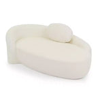 Petit canapé moderne ovale en tissu bouclé, fauteuil d'appoint compact avec accoudoirs latéraux et coussin pour salon et chambre à coucher-Panipeachy