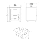 Tvilum, Table de chevet Mira à 2 tiroirs - Lot de 2, Jackson Hickory