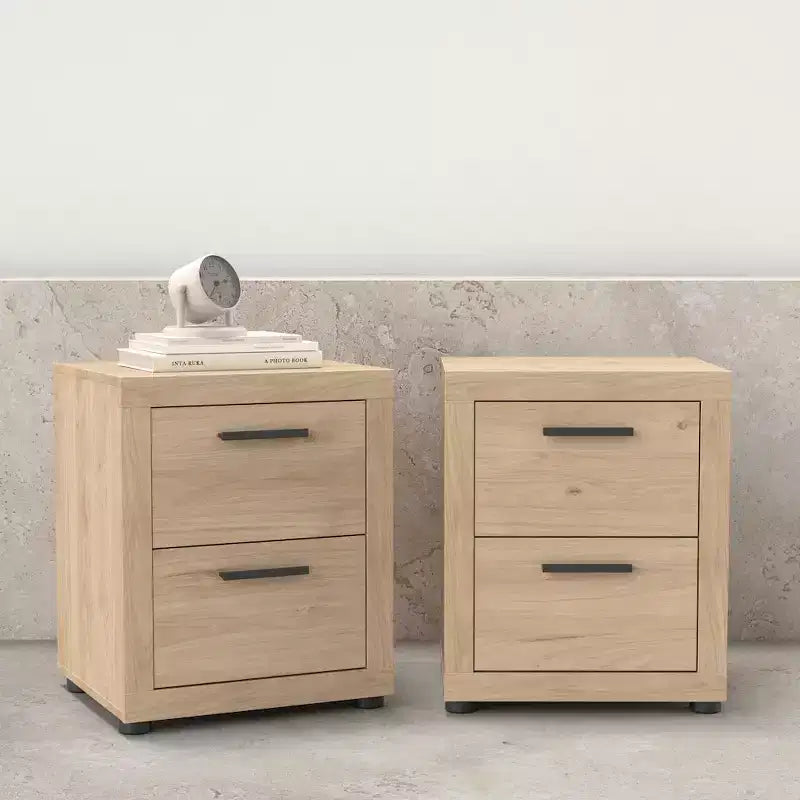 Tvilum, Table de chevet Mira à 2 tiroirs - Lot de 2, Jackson Hickory