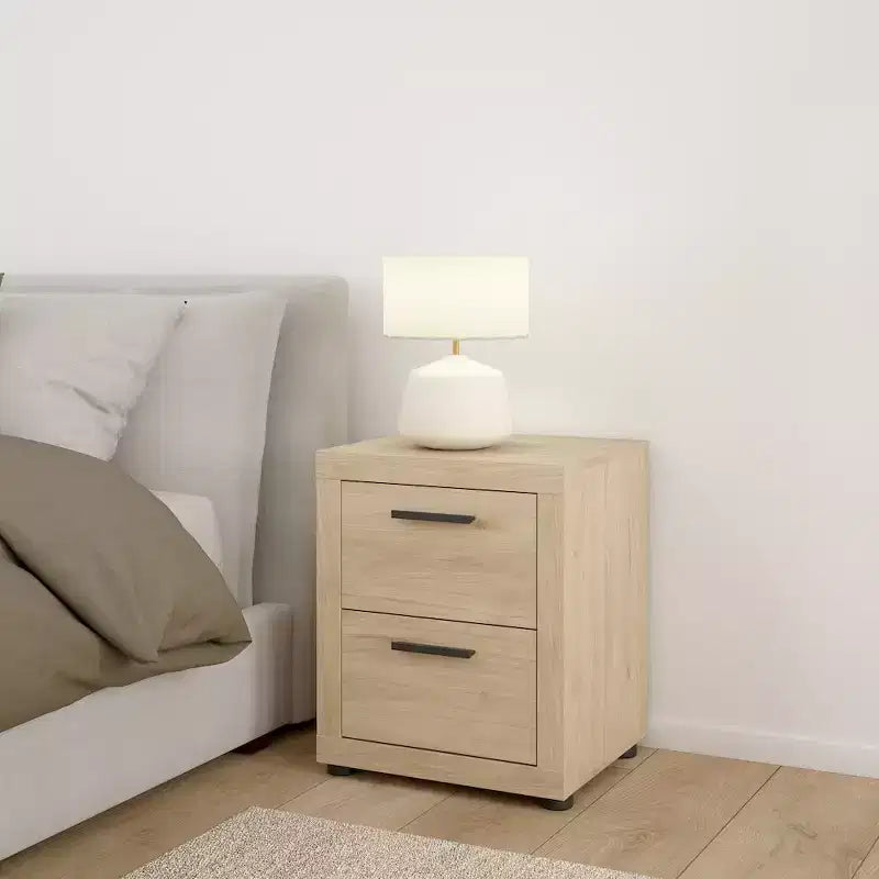 Tvilum, Table de chevet Mira à 2 tiroirs - Lot de 2, Jackson Hickory