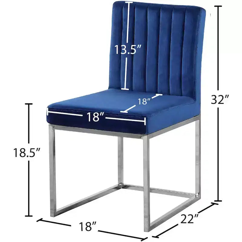 Chaise de salle à manger Giselle en velours bleu marine par Meridian Furniture, lot de 2