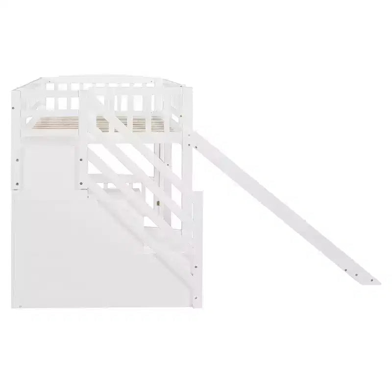Lit mezzanine double Luxystar avec toboggan et escalier de rangement pour chambre d'enfant