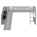Lit mezzanine double Luxystar avec toboggan et escalier de rangement pour chambre d'enfant