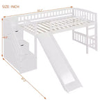 Lit mezzanine double Luxystar avec toboggan et escalier de rangement pour chambre d'enfant