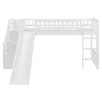 Lit mezzanine double Luxystar avec toboggan et escalier de rangement pour chambre d'enfant