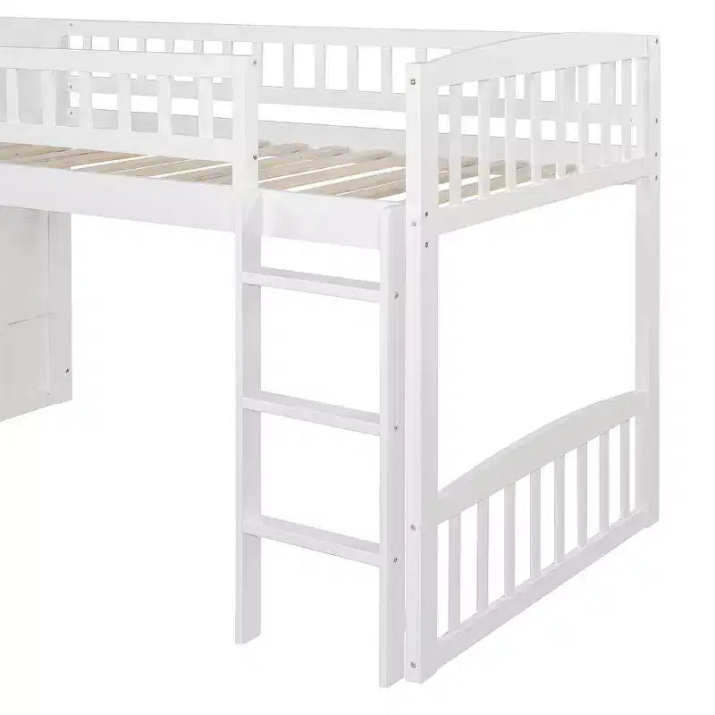 Lit mezzanine double Luxystar avec toboggan et escalier de rangement pour chambre d'enfant