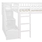Lit mezzanine double Luxystar avec toboggan et escalier de rangement pour chambre d'enfant