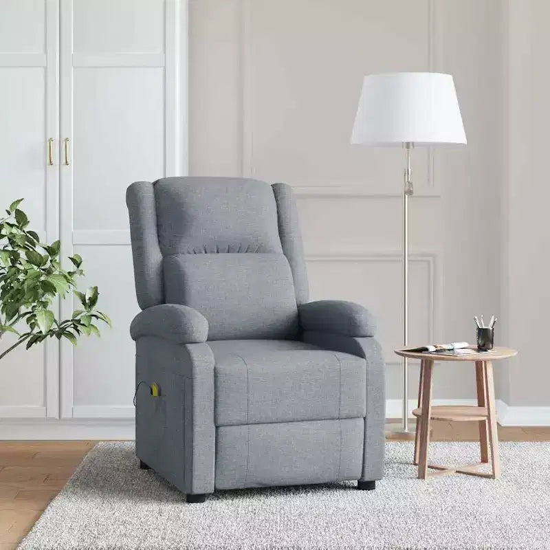 vidaXL Fauteuil de massage Crème Tissu, Métal, Bois Fauteuil de massage simple