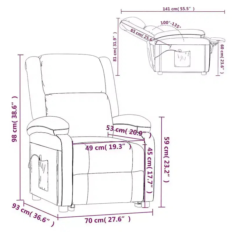 vidaXL Fauteuil de massage Crème Tissu, Métal, Bois Fauteuil de massage simple