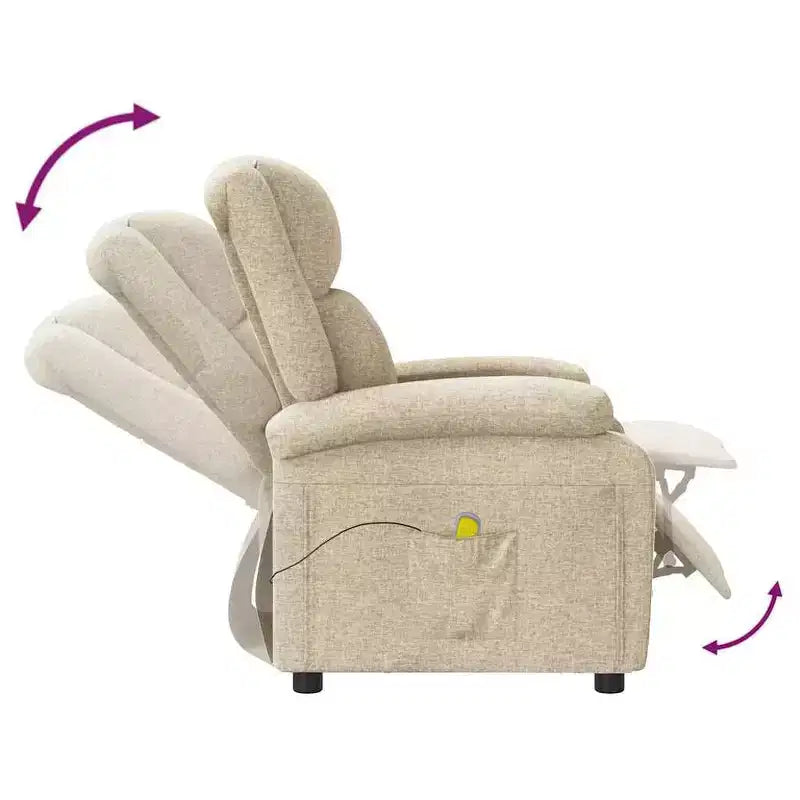 vidaXL Fauteuil de massage Crème Tissu, Métal, Bois Fauteuil de massage simple