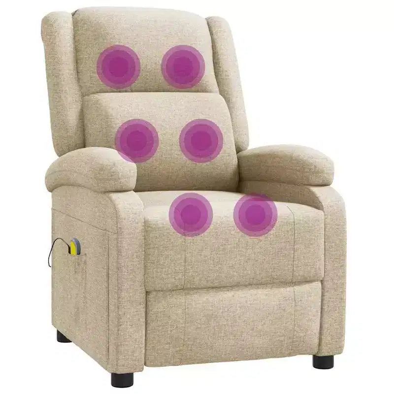vidaXL Fauteuil de massage Crème Tissu, Métal, Bois Fauteuil de massage simple