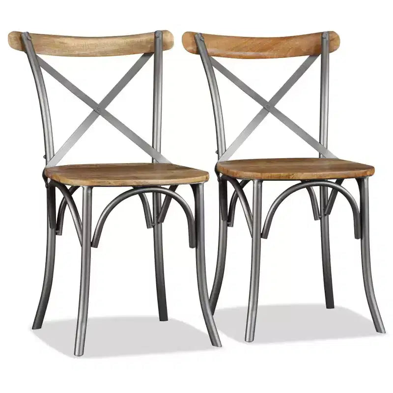 vidaXL Lot de 2 chaises de salle à manger en bois de manguier massif naturel Standard
