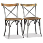 vidaXL Lot de 2 chaises de salle à manger en bois de manguier massif naturel Standard