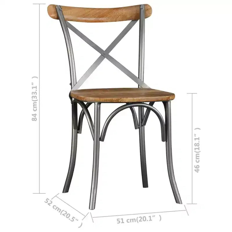 vidaXL Lot de 2 chaises de salle à manger en bois de manguier massif naturel Standard
