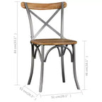 vidaXL Lot de 2 chaises de salle à manger en bois de manguier massif naturel Standard