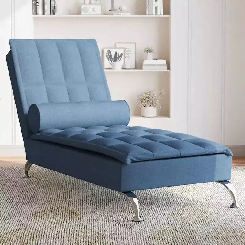 vidaXL Chaise longue de massage bleu Tissu (100 % polyester) Individuel