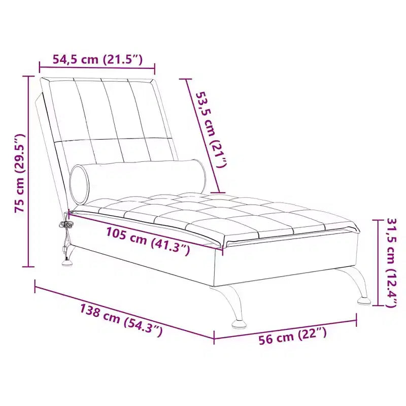 vidaXL Chaise longue de massage bleu Tissu (100 % polyester) Individuel