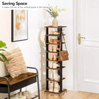 ALUCSET Meuble à chaussures vertical à 8 niveaux, Organisateur de rangement à chaussures en bois avec crochets, Tour à chaussures étroite pour 8 paires, Gain de place, pour entrée, salon