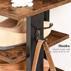 ALUCSET Meuble à chaussures vertical à 8 niveaux, Organisateur de rangement à chaussures en bois avec crochets, Tour à chaussures étroite pour 8 paires, Gain de place, pour entrée, salon