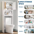 Meuble de rangement en rotin pour toilettes, étagère de salle de bain en bois sur pied avec étagères réglables, étagère haute peu encombrante derrière les toilettes