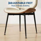 Lot de 2 chaises de salle à manger modernes du milieu du siècle à dossier en coquille - Chaises d'appoint rembourrées en cuir PU avec pieds coniques en métal