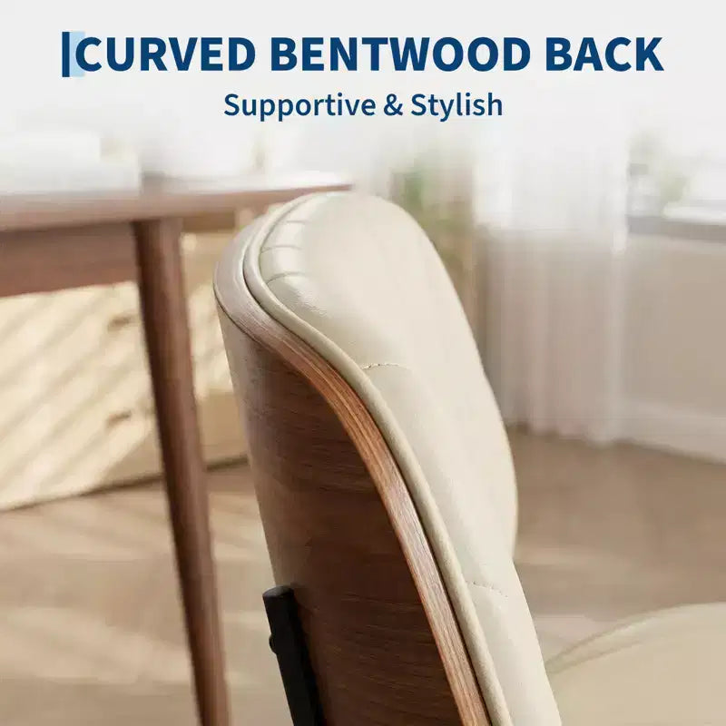 Lot de 2 chaises de salle à manger modernes du milieu du siècle à dossier en coquille - Chaises d'appoint rembourrées en cuir PU avec pieds coniques en métal