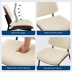 Lot de 2 chaises de salle à manger modernes du milieu du siècle à dossier en coquille - Chaises d'appoint rembourrées en cuir PU avec pieds coniques en métal