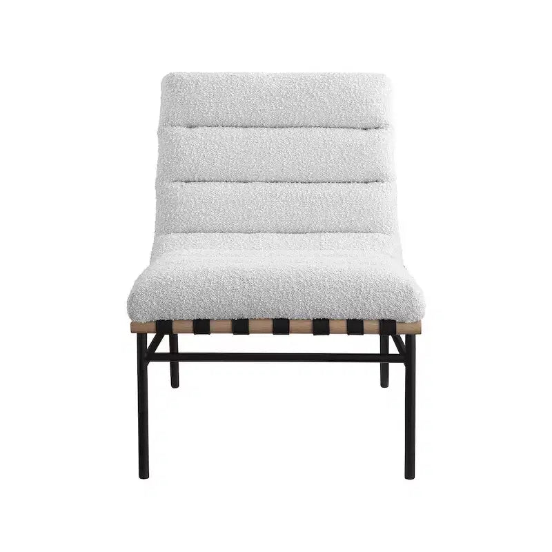 Chaise Meridian Furniture Burke en tissu bouclé crème