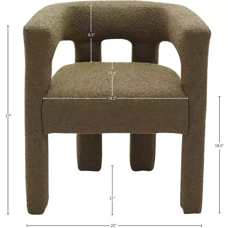 Chaise en tissu bouclé Meridian Furniture Athena vert olive