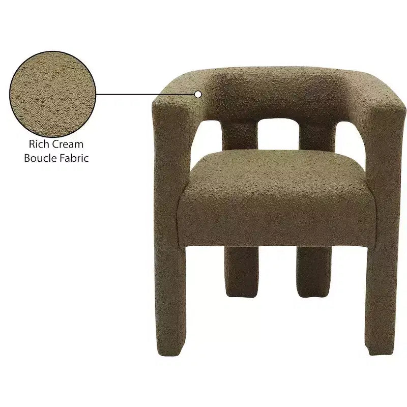 Chaise en tissu bouclé Meridian Furniture Athena vert olive