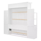 Lit escamotable Queen Luxystar avec étagères de rangement, 4 tiroirs et lumières
