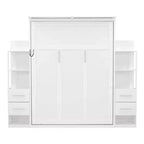 Lit escamotable Queen Luxystar avec étagères de rangement, 4 tiroirs et lumières
