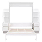 Lit escamotable Queen Luxystar avec étagères de rangement, 4 tiroirs et lumières