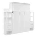 Lit escamotable Queen Luxystar avec étagères de rangement, 4 tiroirs et lumières
