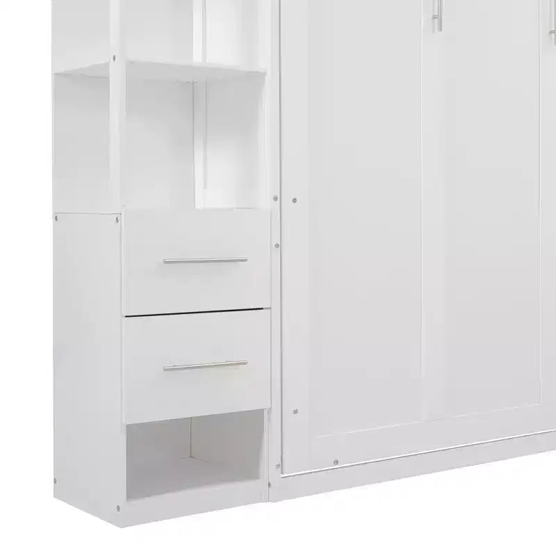 Lit escamotable Queen Luxystar avec étagères de rangement, 4 tiroirs et lumières