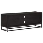 vidaXL Meuble TV Noir Bois de manguier massif et fer 110 x 30 x 40 cm