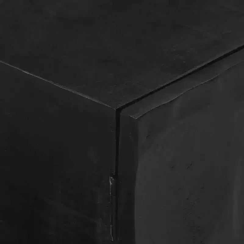 vidaXL Meuble TV Noir Bois de manguier massif et fer 110 x 30 x 40 cm