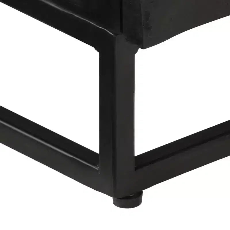 vidaXL Meuble TV Noir Bois de manguier massif et fer 110 x 30 x 40 cm