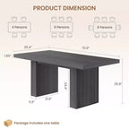 Grande table de salle à manger de 180 cm avec pieds cannelés et rangement, table de cuisine moderne en bois pour 6 à 10 personnes, meuble robuste pour salle à manger