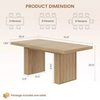 Grande table de salle à manger de 180 cm avec pieds cannelés et rangement, table de cuisine moderne en bois pour 6 à 10 personnes, meuble robuste pour salle à manger