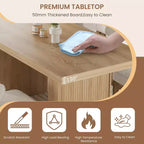 Grande table de salle à manger de 180 cm avec pieds cannelés et rangement, table de cuisine moderne en bois pour 6 à 10 personnes, meuble robuste pour salle à manger